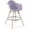Tabouret de Bar en Velours - Design Scandinave et Pieds en Bois - Nordika image 9