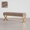 Banc Rembourré En Tissu Velours Avec Structure En Métal Doré - Vovi image 9