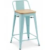 Tabouret de bar avec dossier - Design industriel - Bois et acier - 60cm - Nouvelle édition - Stylix image 9
