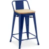 Tabouret de bar avec dossier - Design industriel - Bois et acier - 60cm - Nouvelle édition - Stylix image 9