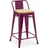 Tabouret de bar avec dossier - Design industriel - Bois et acier - 60cm - Nouvelle édition - Stylix image 9