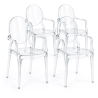 Lot de 4 chaises de salle à manger - Transparentes - Design avec accoudoirs - Louis XIV image 9
