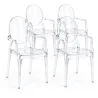 Lot de 4 chaises de salle à manger - Transparentes - Design avec accoudoirs - Louis XIV image 9