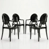 Lot de 4 chaises de salle à manger - Transparentes - Design avec accoudoirs - Louis XIV image 9