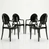 Lot de 4 chaises de salle à manger - Transparentes - Design avec accoudoirs - Louis XIV image 9