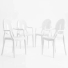 Lot de 4 chaises de salle à manger - Transparentes - Design avec accoudoirs - Louis XIV image 9