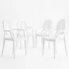 Lot de 4 chaises de salle à manger - Transparentes - Design avec accoudoirs - Louis XIV image 9