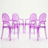 Lot de 4 chaises de salle à manger - Transparentes - Design avec accoudoirs - Louis XIV image 9