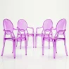 Lot de 4 chaises de salle à manger - Transparentes - Design avec accoudoirs - Louis XIV image 9