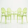 Lot de 4 chaises de salle à manger - Transparentes - Design avec accoudoirs - Louis XIV image 9