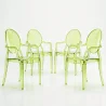 Lot de 4 chaises de salle à manger - Transparentes - Design avec accoudoirs - Louis XIV image 9