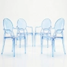 Lot de 4 chaises de salle à manger - Transparentes - Design avec accoudoirs - Louis XIV image 9