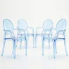 Lot de 4 chaises de salle à manger - Transparentes - Design avec accoudoirs - Louis XIV image 9