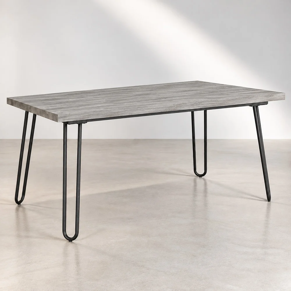 Table à manger rectangulaire - Style industriel - Bois et métal - 150cm - Hairpin image 8