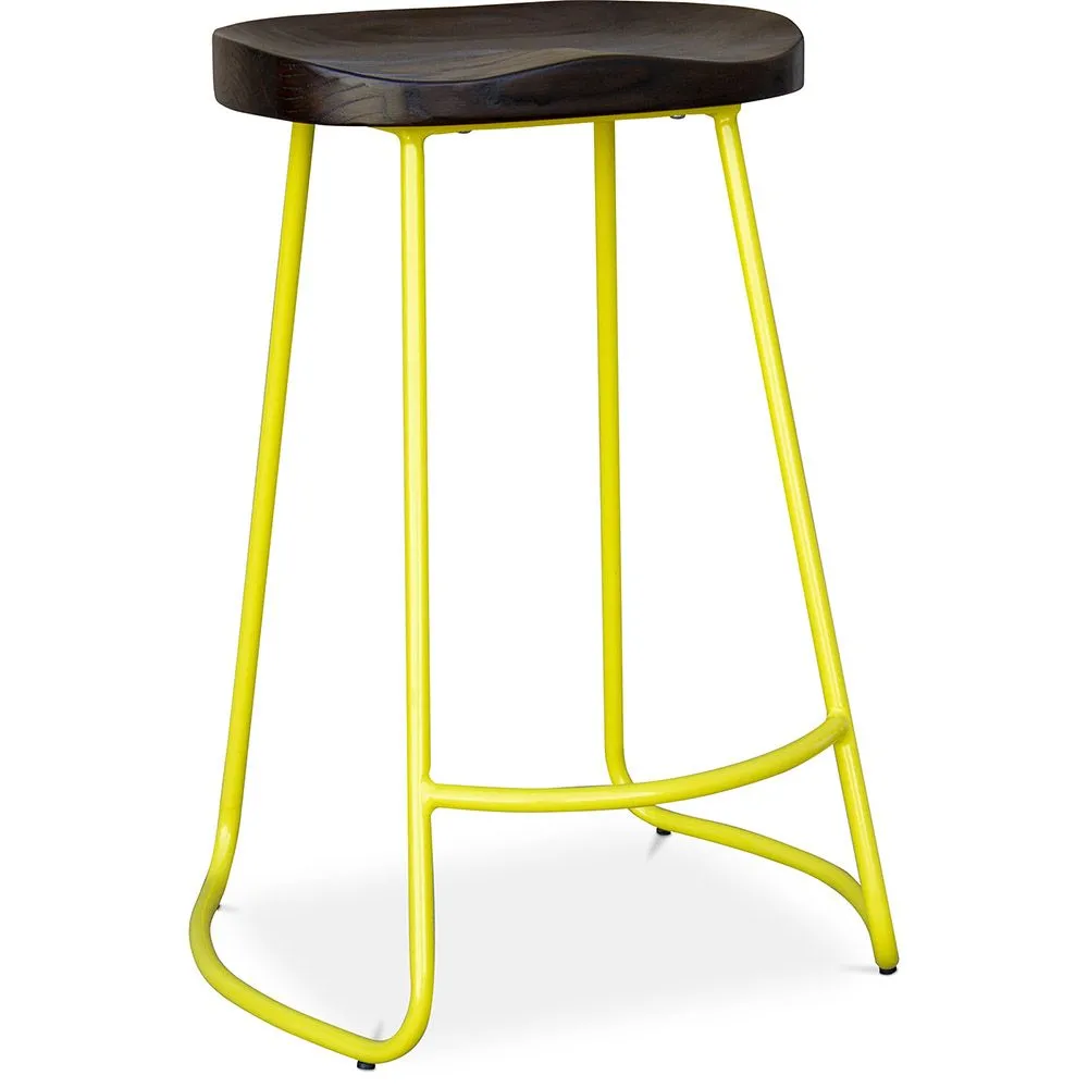 Tabouret de Bar - Design Industriel - Bois & Métal - 66 cm - Adriel image 8