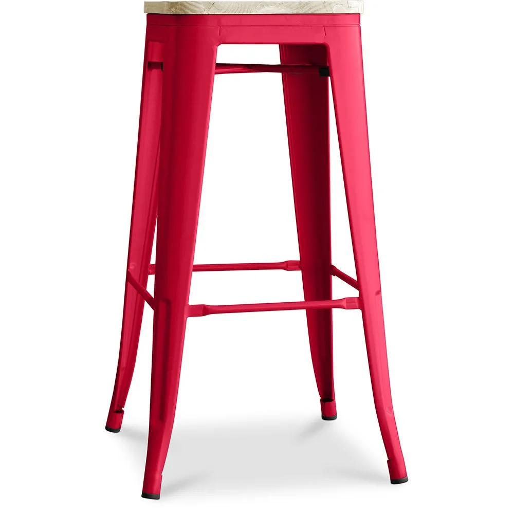 Tabouret de Bar - Design Industriel - Acier & Bois - 76cm - Stylix image 8