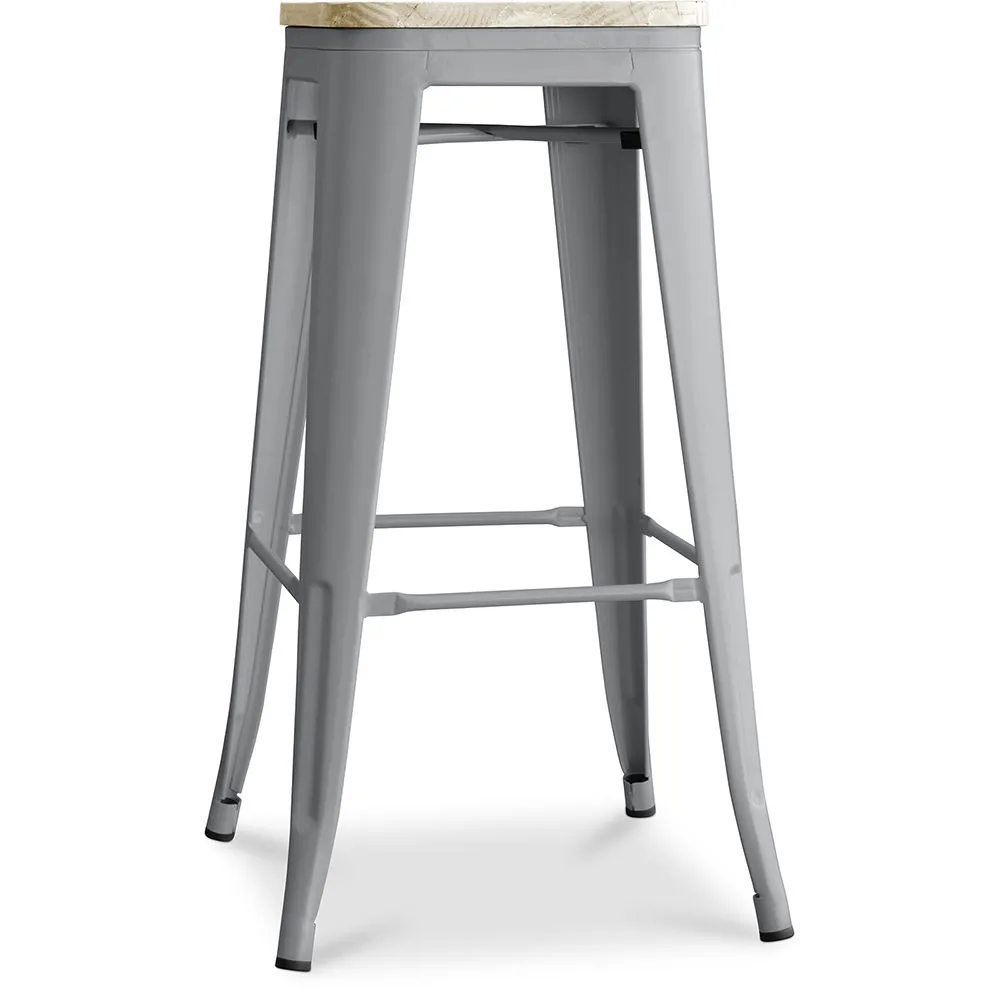 Tabouret de Bar - Design Industriel - Acier & Bois - 76cm - Stylix image 8