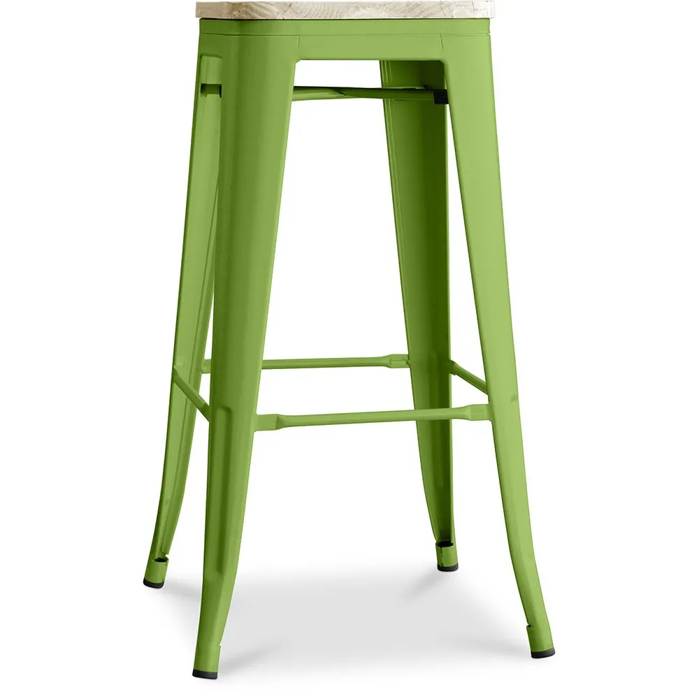 Tabouret de Bar - Design Industriel - Acier & Bois - 76cm - Stylix image 8