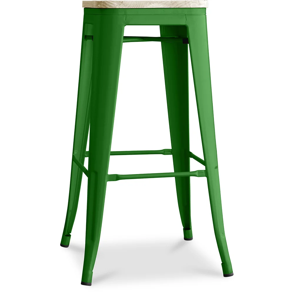 Tabouret de Bar - Design Industriel - Acier & Bois - 76cm - Stylix image 8