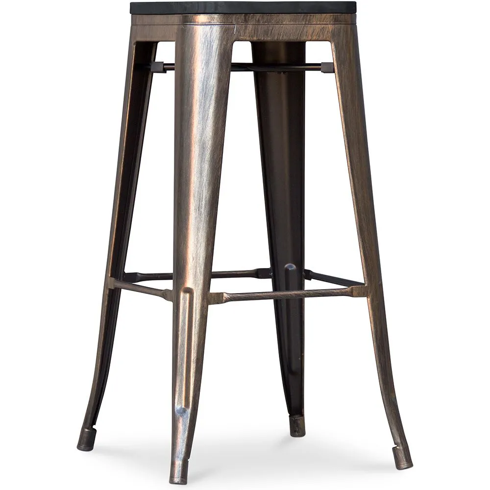 Tabouret de Bar - Design Industriel - Bois & Métal - 76cm - Stylix image 8