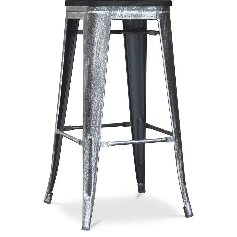 Tabouret de Bar - Design Industriel - Bois & Métal - 76cm - Stylix image 8