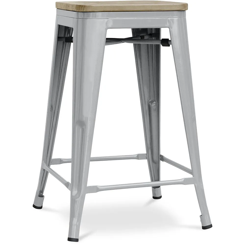 Tabouret de bar design industriel - bois et acier - 61cm - Stylix image 8
