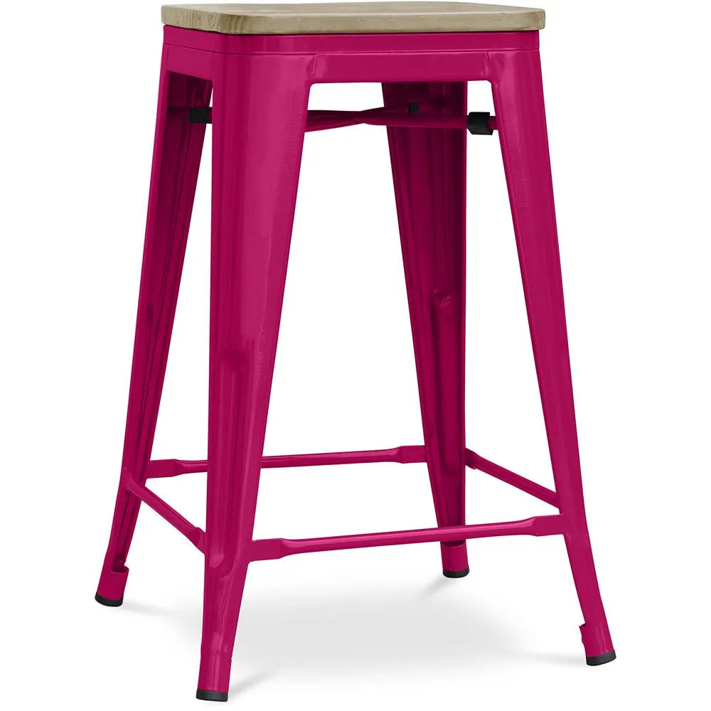 Tabouret de bar design industriel - bois et acier - 61cm - Stylix image 8