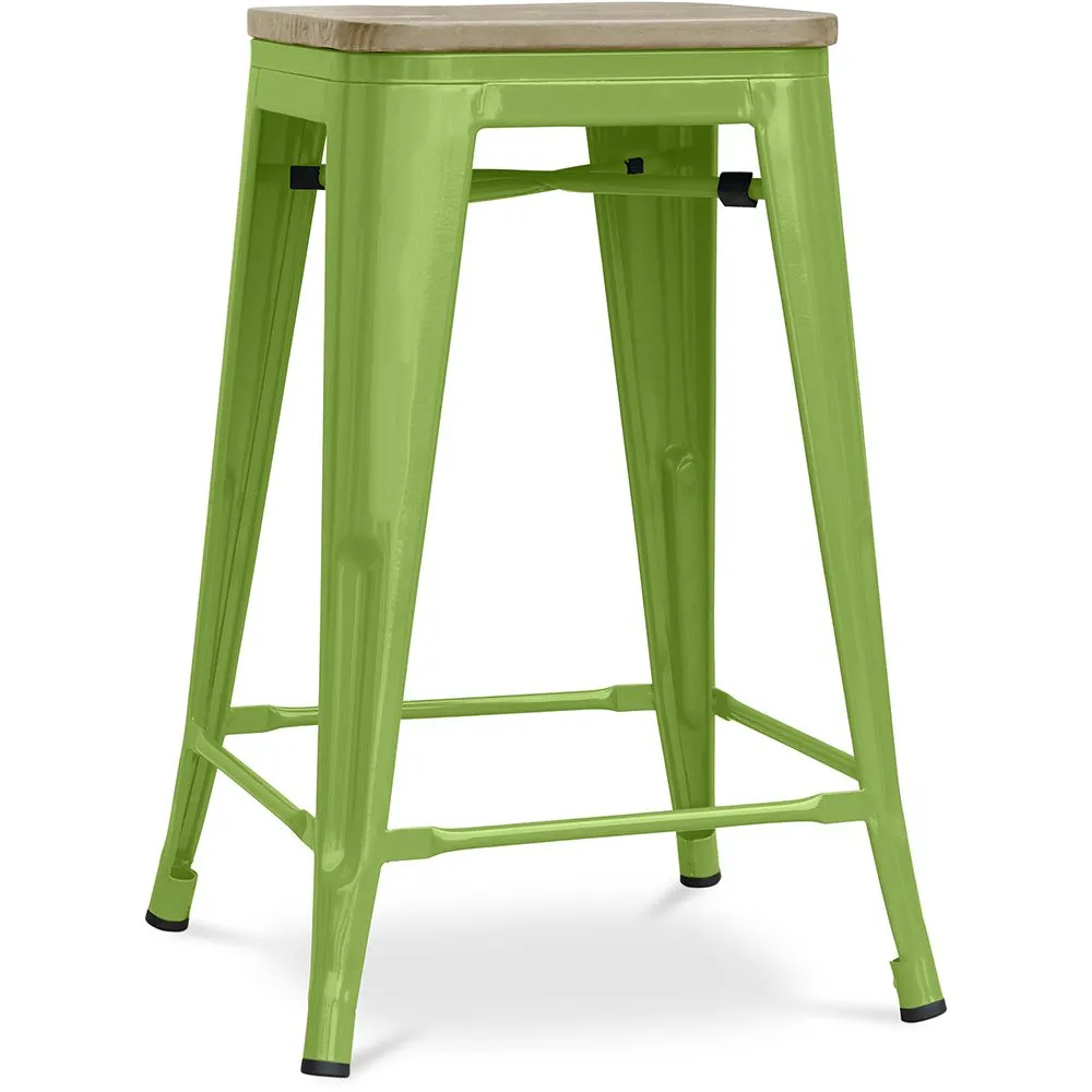 Tabouret de bar design industriel - bois et acier - 61cm - Stylix image 8