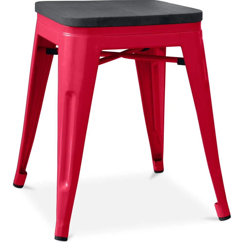 Tabouret Design Industriel - Bois & Acier - 46cm - Stylix image 8