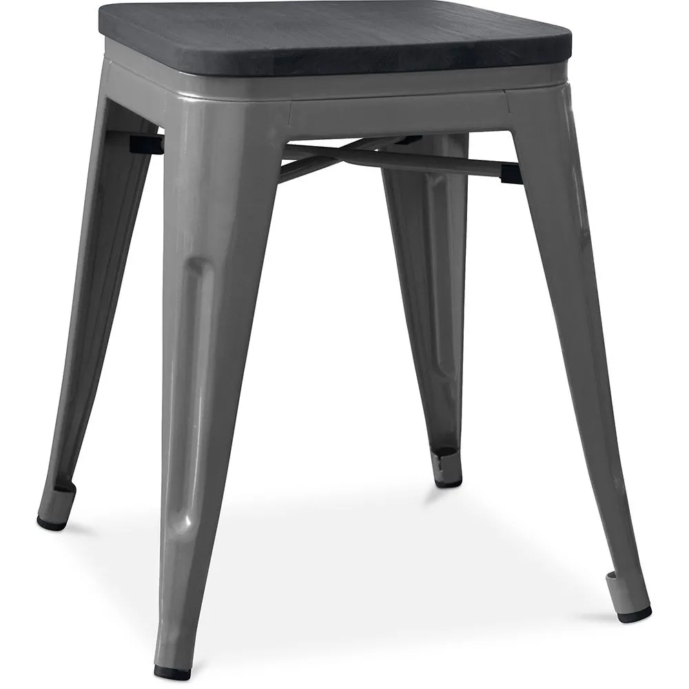 Tabouret Design Industriel - Bois & Acier - 46cm - Stylix image 8