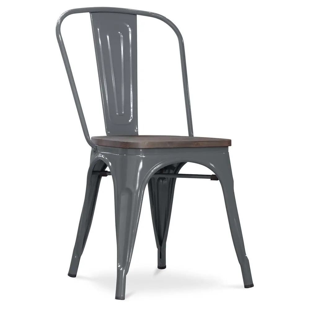 Chaise de salle à manger - Design industriel - Bois et acier - Nouvelle édition - Stylix image 8