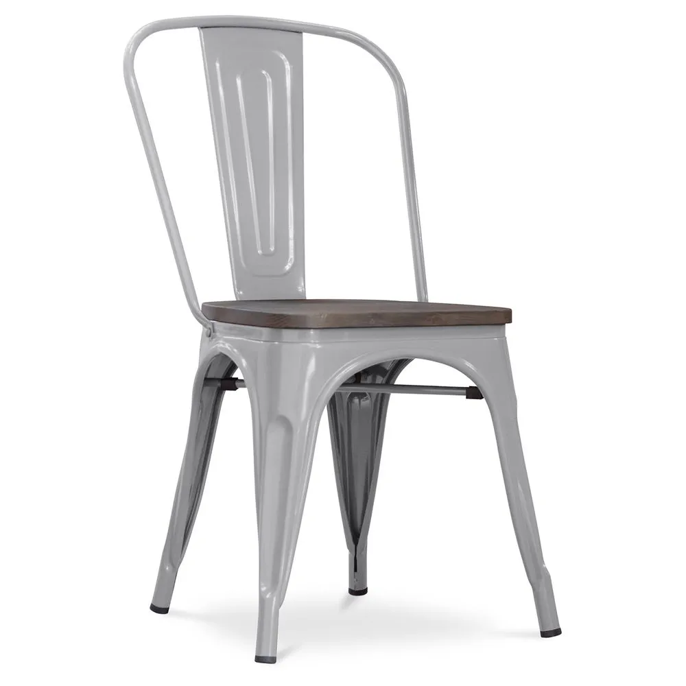 Chaise de salle à manger - Design industriel - Bois et acier - Nouvelle édition - Stylix image 8