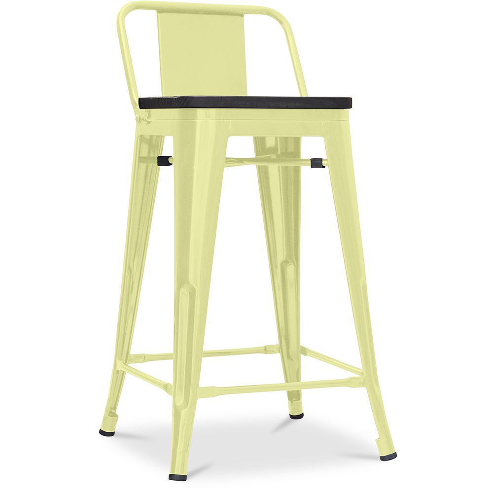 Tabouret de bar design industriel avec dossier - Bois et acier - 60 cm - Stylix image 8