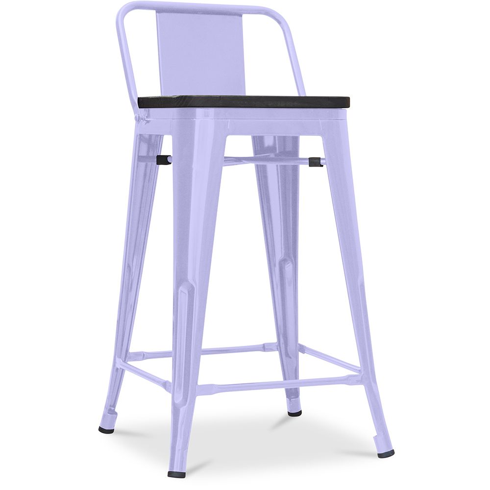 Tabouret de bar design industriel avec dossier - Bois et acier - 60 cm - Stylix image 8