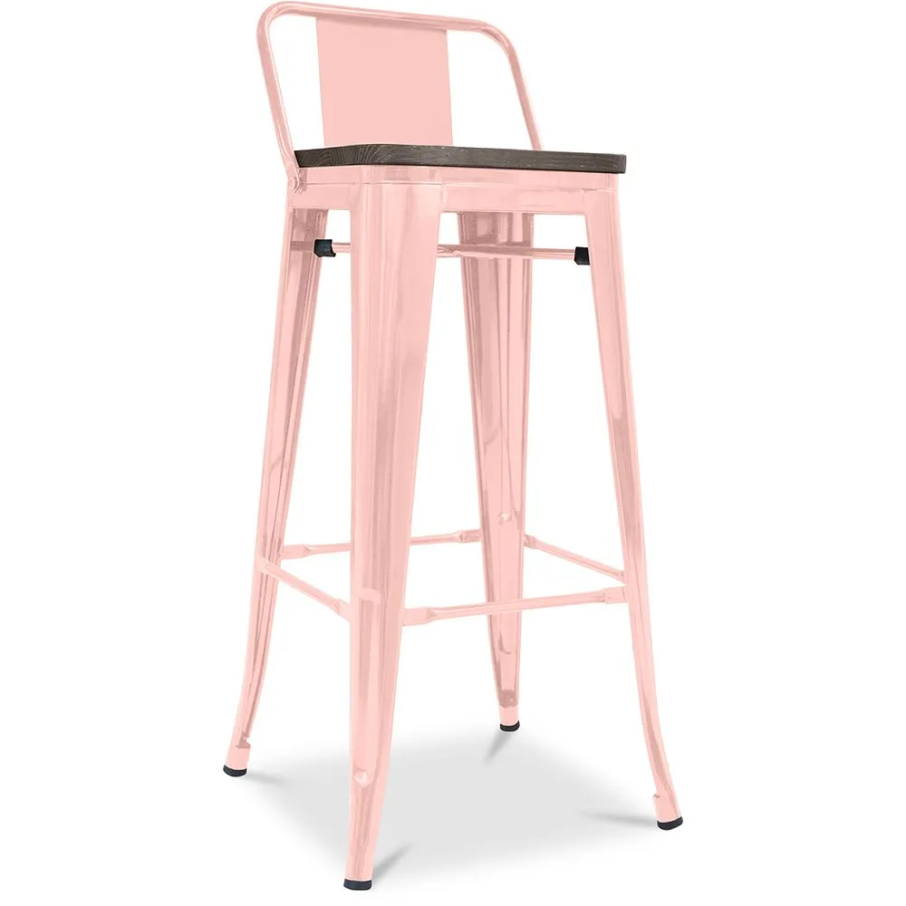 Tabouret de bar design industriel avec dossier - Bois et acier - 76cm - Stylix image 8