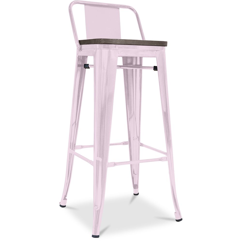 Tabouret de bar design industriel avec dossier - Bois et acier - 76cm - Stylix image 8