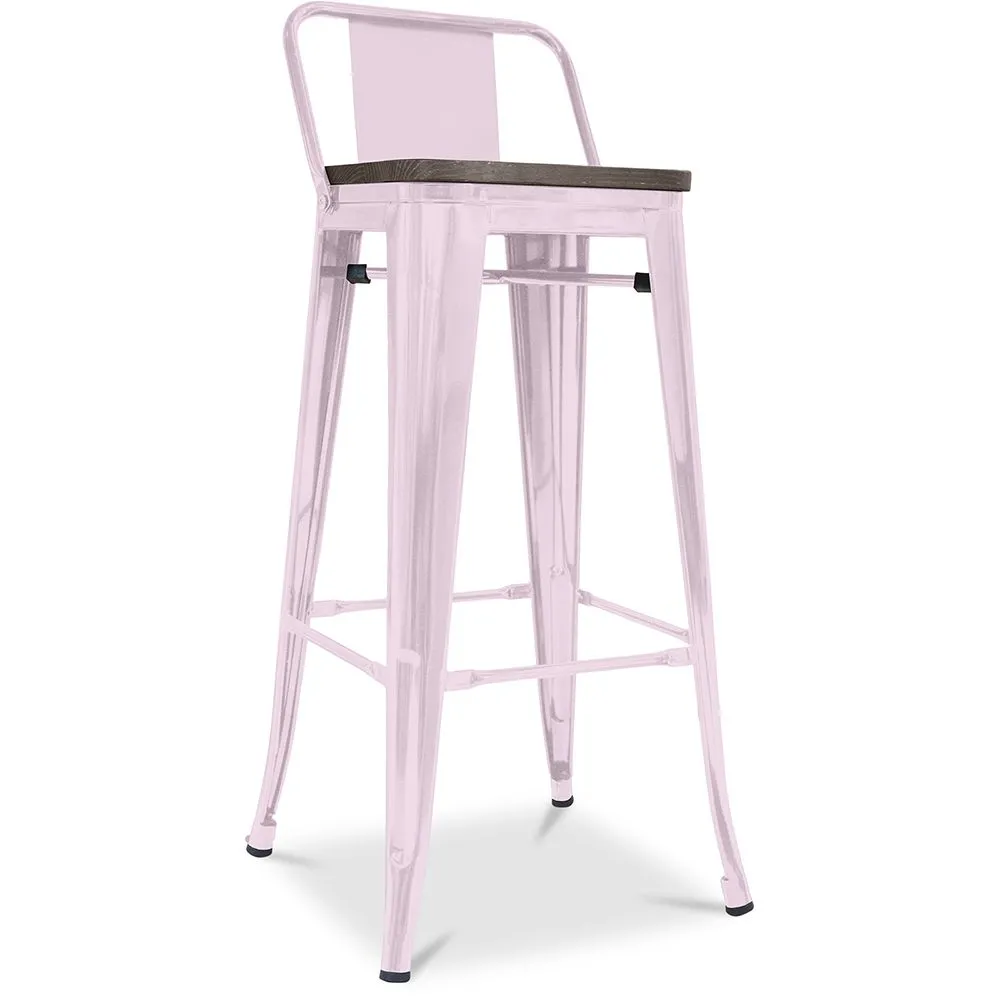 Tabouret de bar design industriel avec dossier - Bois et acier - 76cm - Stylix image 8