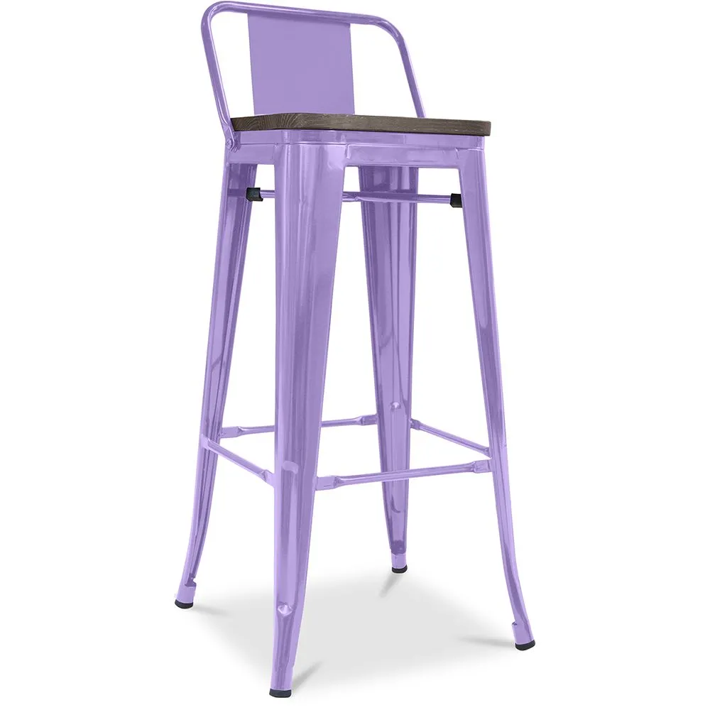 Tabouret de bar design industriel avec dossier - Bois et acier - 76cm - Stylix image 8