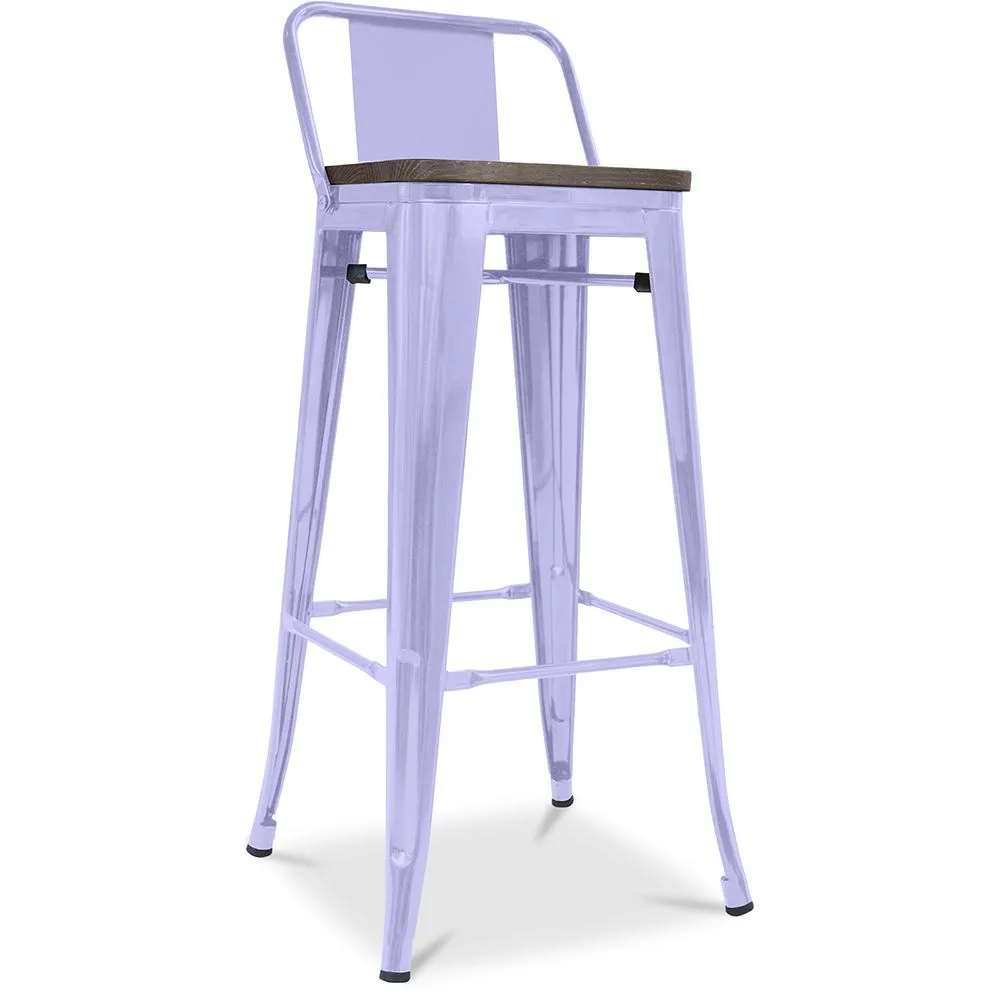 Tabouret de bar design industriel avec dossier - Bois et acier - 76cm - Stylix image 8