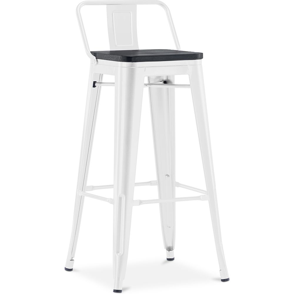 Tabouret de bar avec dossier - Design industriel - Bois et acier - 76cm - Stylix image 8