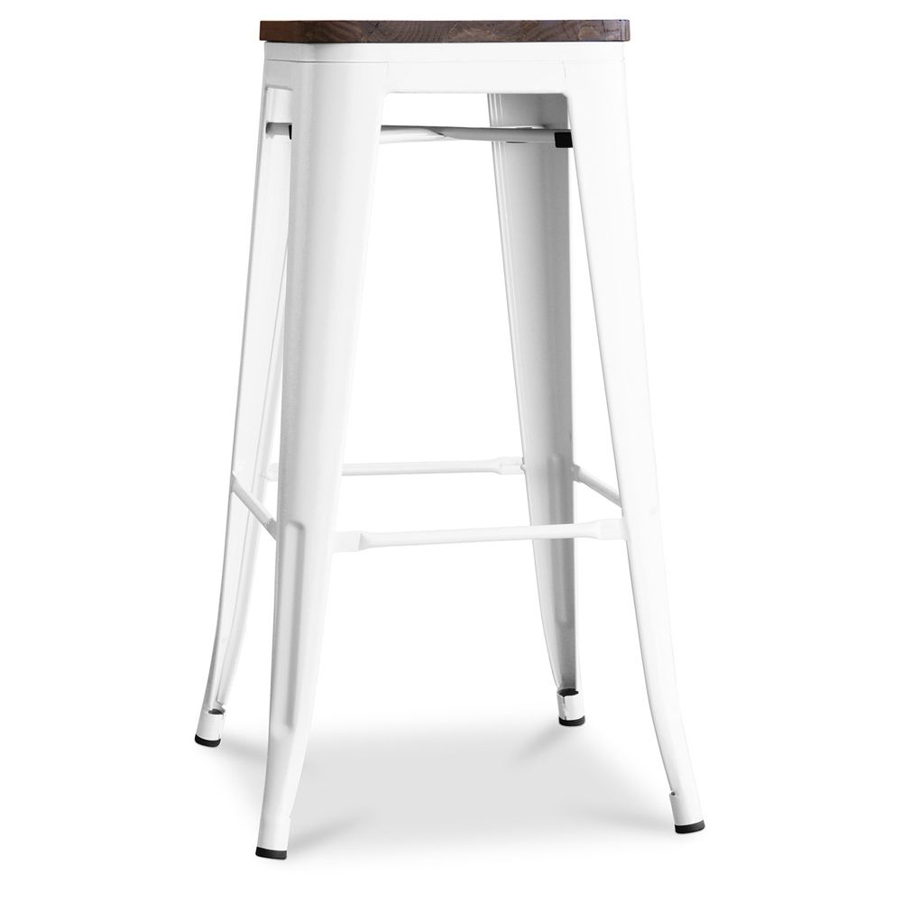 Tabouret de bar design industriel - Bois et acier - 76cm - Stylix image 8