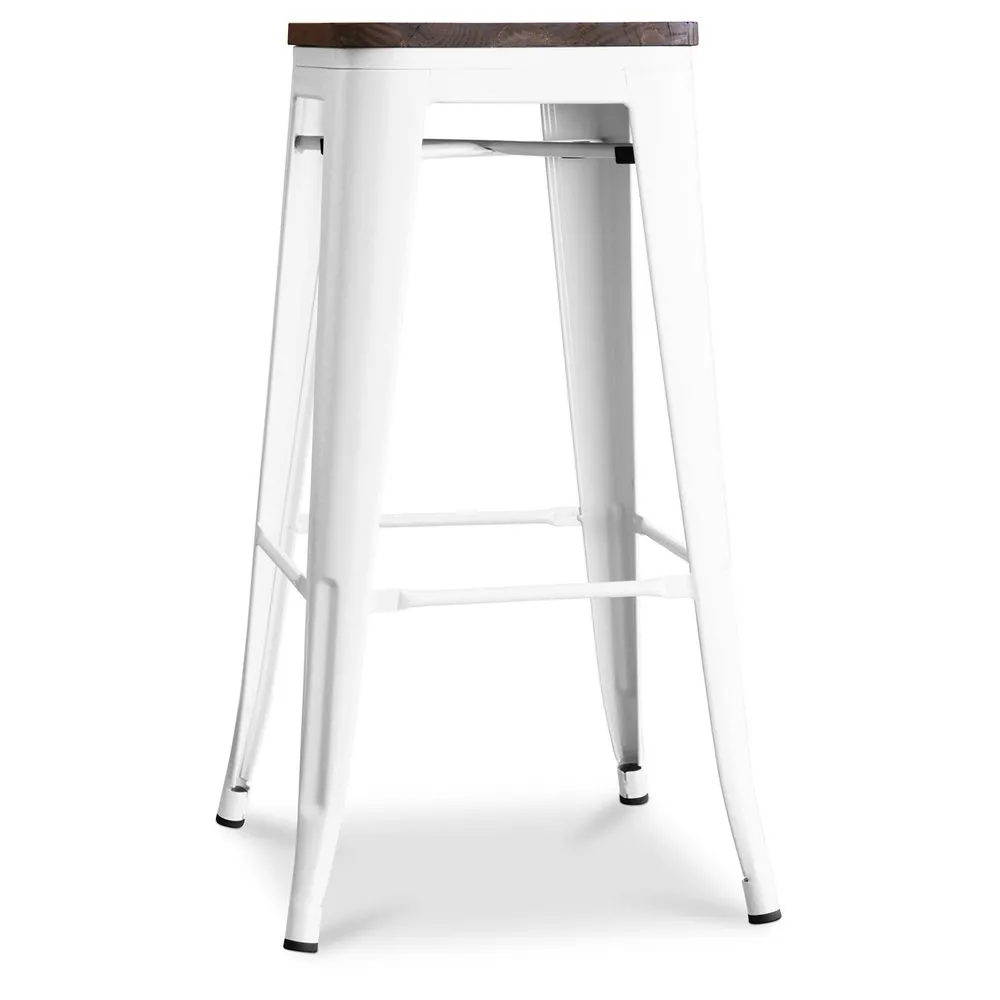 Tabouret de bar Design Industriel - Bois & Acier - 76cm - Stylix image 8