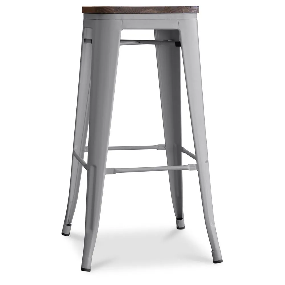 Tabouret de bar Design Industriel - Bois & Acier - 76cm - Stylix image 8