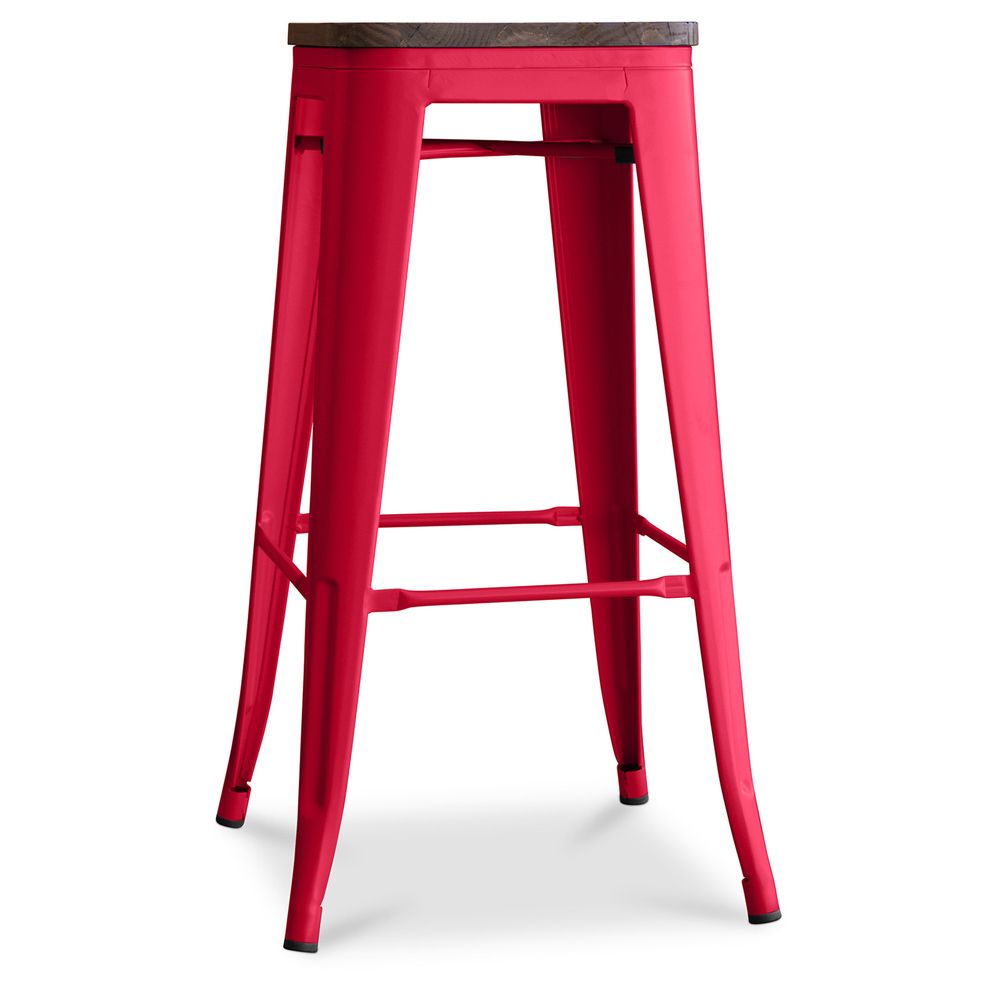 Tabouret de bar design industriel - Bois et acier - 76cm - Stylix image 8