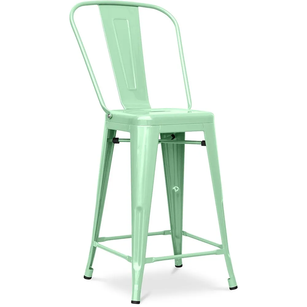 Tabouret de bar avec dossier - design industriel - 60cm - Stylix image 8