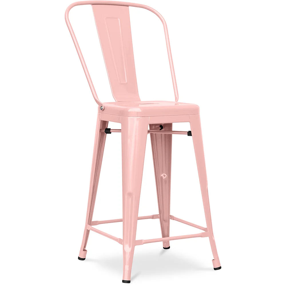 Tabouret de bar avec dossier - design industriel - 60cm - Stylix image 8