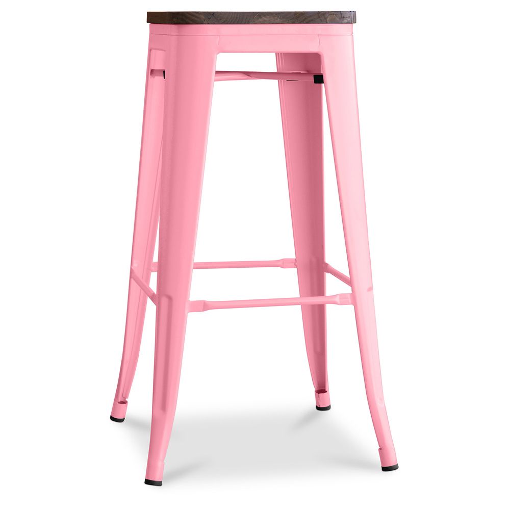 Tabouret de bar design industriel - Bois et acier - 76cm - Stylix image 8