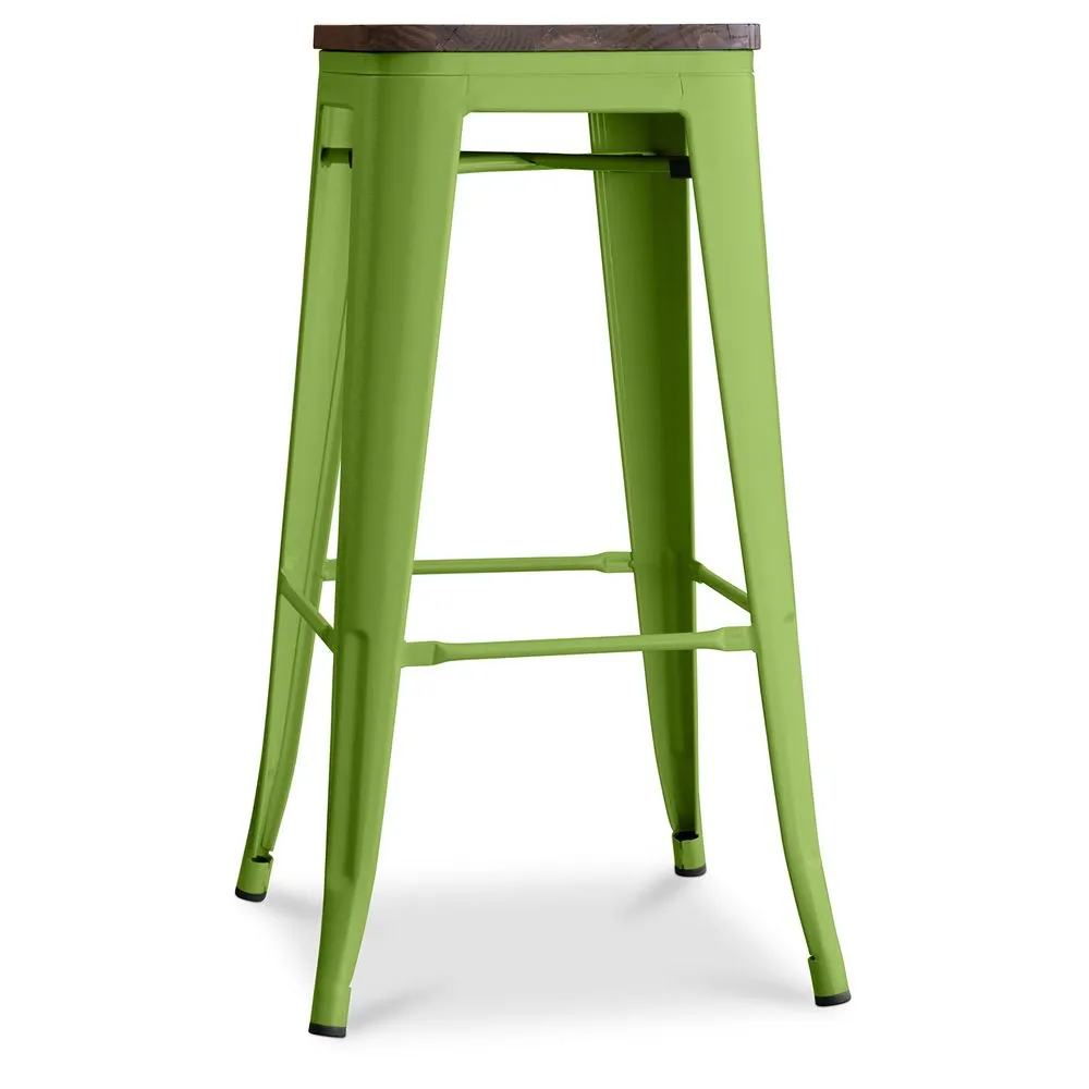 Tabouret de bar Design Industriel - Bois & Acier - 76cm - Stylix image 8