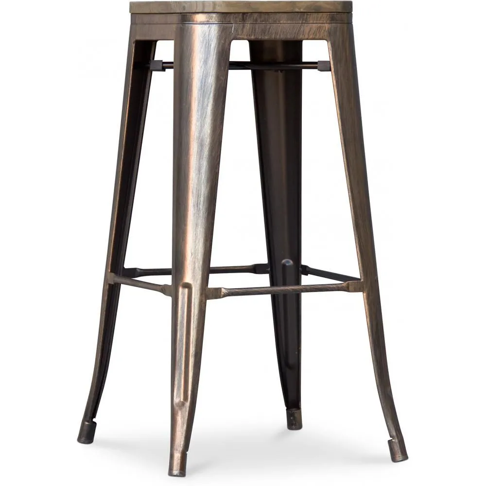 Tabouret de bar Design Industriel - Bois & Acier - 76cm - Stylix image 8