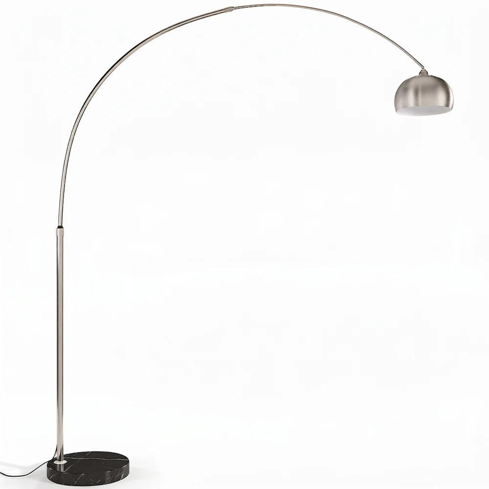 Lampe de sol en métal arqué avec base en marbre rond – Arko image 8
